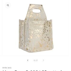 Myra  Spotted Snow White Cow Hide  Six Pack Drink  Caddy NWOT